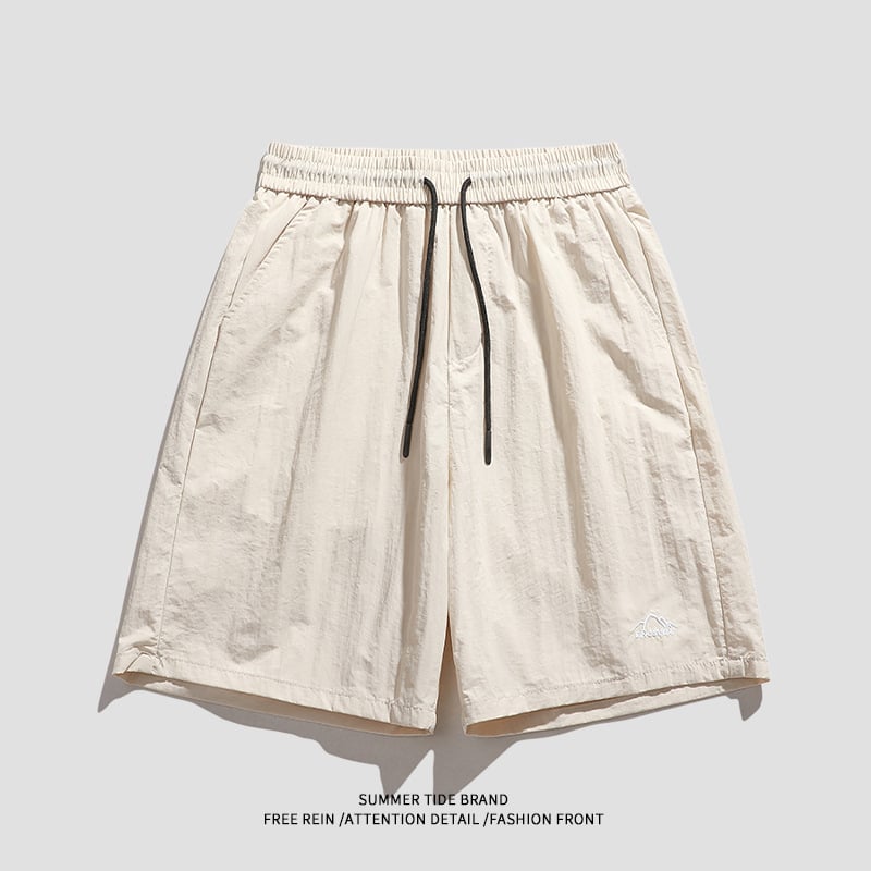 Pantaloni casual pentru bărbați, vară, uscare rapidă, capri, talie medie-jos, poliester antibacterian, pantaloni casual de lucru