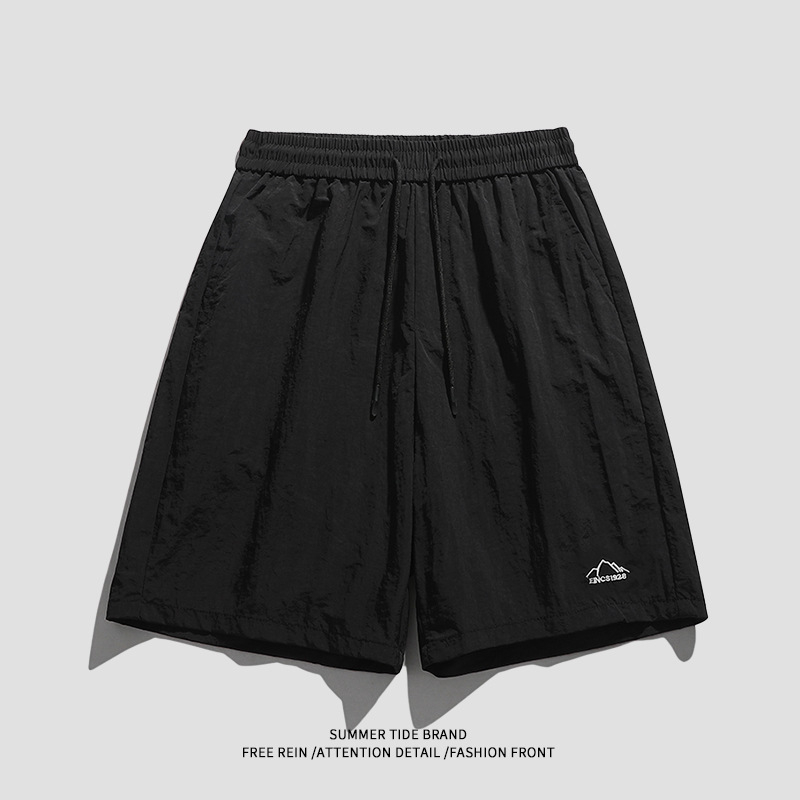 Pantaloni casual pentru bărbați, vară, uscare rapidă, capri, talie medie-jos, poliester antibacterian, pantaloni casual de lucru