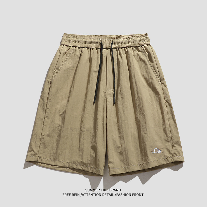 Pantaloni casual pentru bărbați, vară, uscare rapidă, capri, talie medie-jos, poliester antibacterian, pantaloni casual de lucru