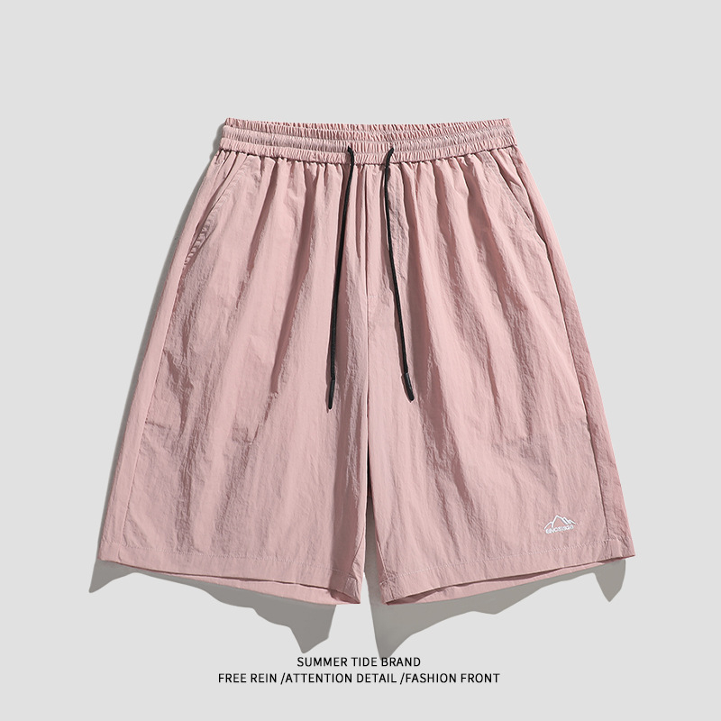 Pantaloni casual pentru bărbați, vară, uscare rapidă, capri, talie medie-jos, poliester antibacterian, pantaloni casual de lucru