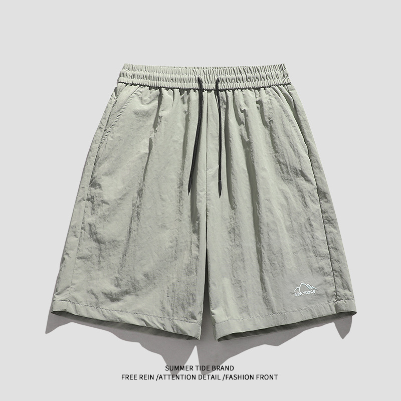 Pantaloni casual pentru bărbați, vară, uscare rapidă, capri, talie medie-jos, poliester antibacterian, pantaloni casual de lucru