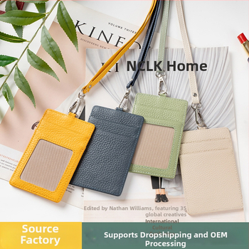 Azonosító kártyatartó nyakpánttal, valódi bőr (első réteg tehénbőrből), 4 kártyahely, poliészter bélés, könnyen kihúzható kártya, uniszex, Modern Paul