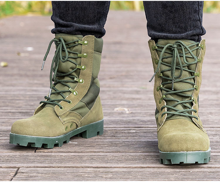 Ghete înalte Panama pentru drumeții în aer liber și antrenament tactic, piele microfibră, unisex adulți, încălțăminte în stil militar