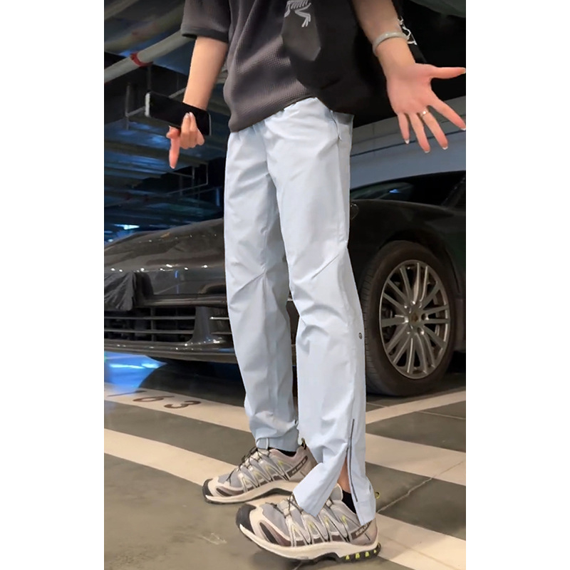 Stil coreean, pantaloni lungi drepți, talie medie, material din bumbac 85%, elasticitate ridicată