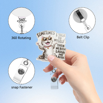 Clip acrilic pentru badge, retractabil cu buton de tragere — lungime telescopică 600 mm, sarcină 0,1 kg, marcă Red Xu Alpenglow