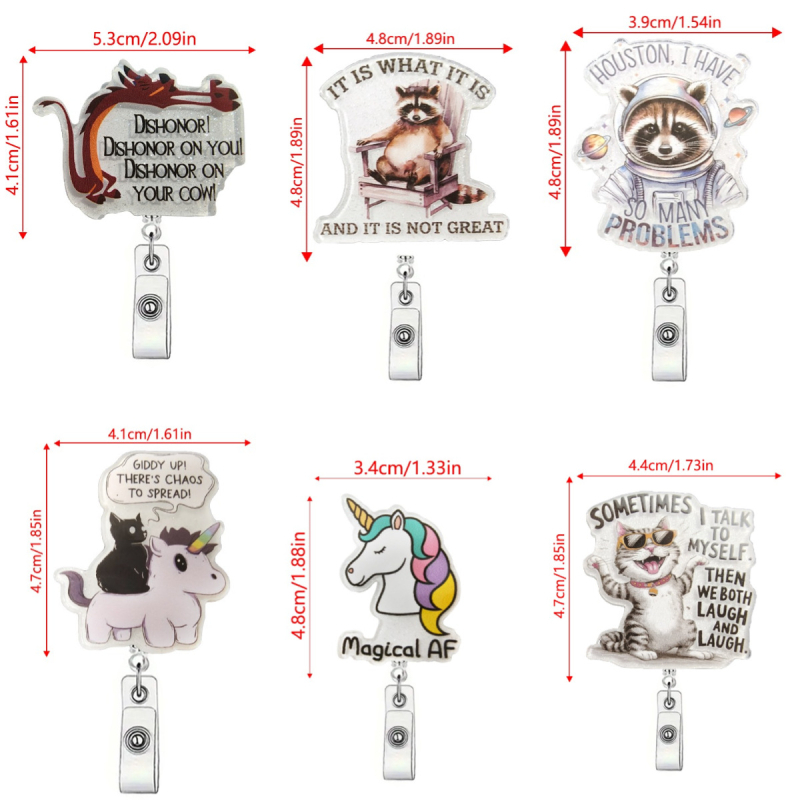 Clip acrilic pentru badge, retractabil cu buton de tragere — lungime telescopică 600 mm, sarcină 0,1 kg, marcă Red Xu Alpenglow