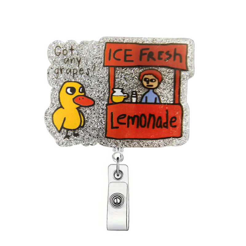 Clip acrilic pentru badge, retractabil cu buton de tragere — lungime telescopică 600 mm, sarcină 0,1 kg, marcă Red Xu Alpenglow