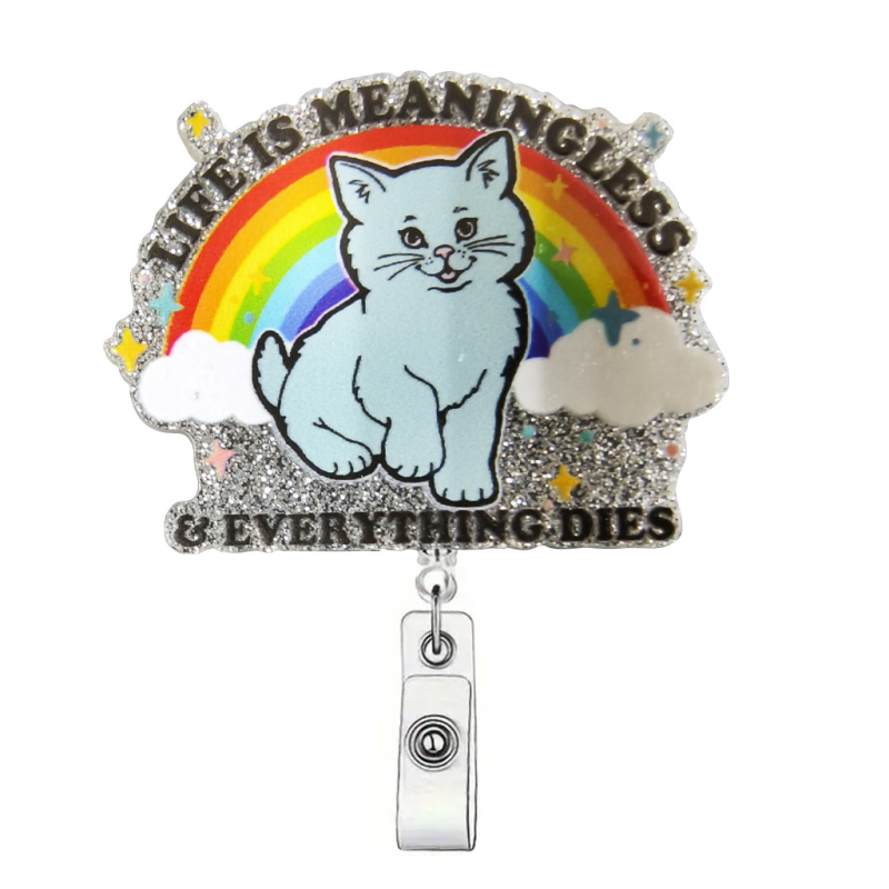 Clip acrilic pentru badge, retractabil cu buton de tragere — lungime telescopică 600 mm, sarcină 0,1 kg, marcă Red Xu Alpenglow