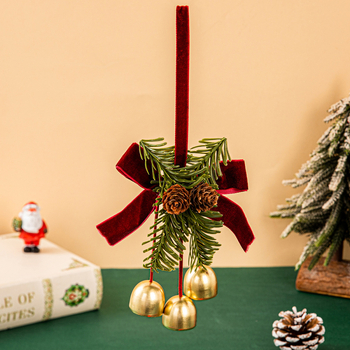 Коледна украса за врата и кола с бархатна панделка и камбанки (Марка: Xuanxiu; IP: Без лиценз; Стил: Друго; Празник: Коледа)