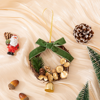 Коледна украса за врата и кола с бархатна панделка и камбанки (Марка: Xuanxiu; IP: Без лиценз; Стил: Друго; Празник: Коледа)