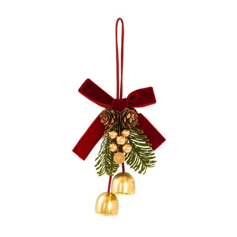 Коледна украса за врата и кола с бархатна панделка и камбанки (Марка: Xuanxiu; IP: Без лиценз; Стил: Друго; Празник: Коледа)