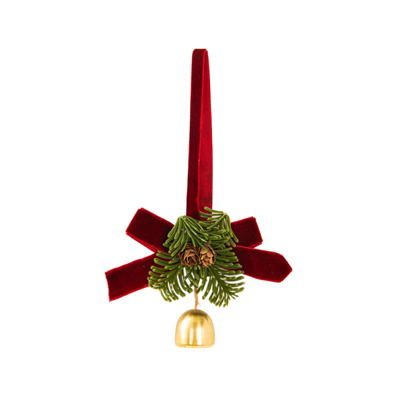 Коледна украса за врата и кола с бархатна панделка и камбанки (Марка: Xuanxiu; IP: Без лиценз; Стил: Друго; Празник: Коледа)