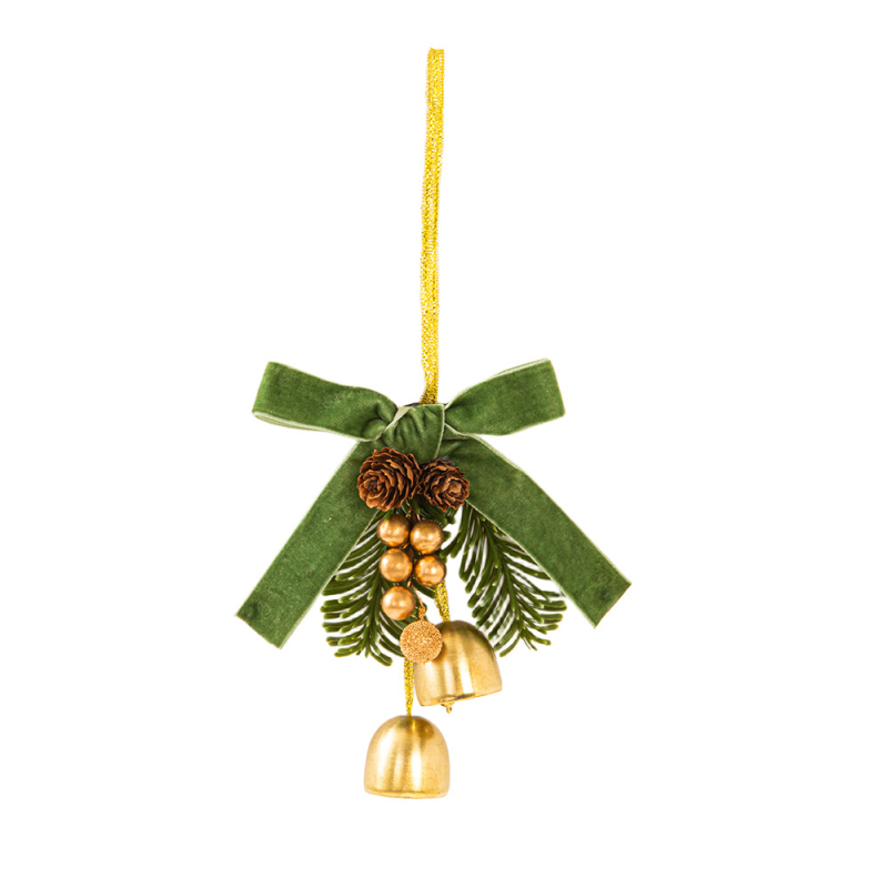 Коледна украса за врата и кола с бархатна панделка и камбанки (Марка: Xuanxiu; IP: Без лиценз; Стил: Друго; Празник: Коледа)