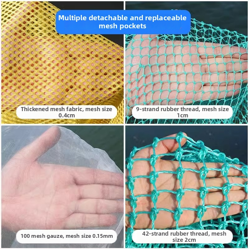 Nerezová oceľová sieť na ryby pre lov veľkých rýb a morských plodov, dvojtrubkové prevedenie, priemer ústia 40-50, hĺbka siete 40-60, nosnosť do 25 kg