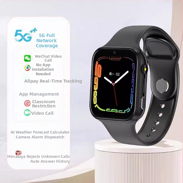 Prispôsobiteľné 5G detské smart hodinky – videohovory, určovanie polohy, SOS (5G plná sieťová podpora, 1.3MP kamera, 400mAh batéria)