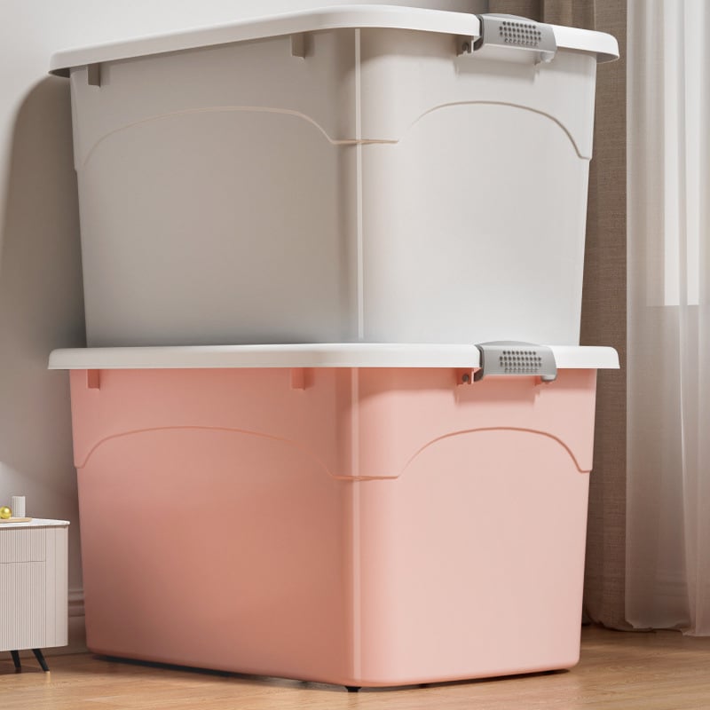 Пластмасова кутия за съхранение със запечатващ капак, за дрехи и играчки, японски стил, модел X01-X04, капацитет 0–5 л, възможност за печат на лого, налична в 1–4 опаковки