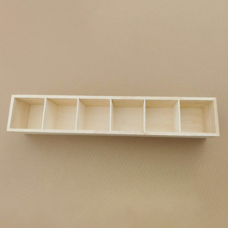 Drvena kutija za skladištenje sa šest odjeljaka, organizator, moderni minimalistički dizajn, mogućnost tiskanja logotipa