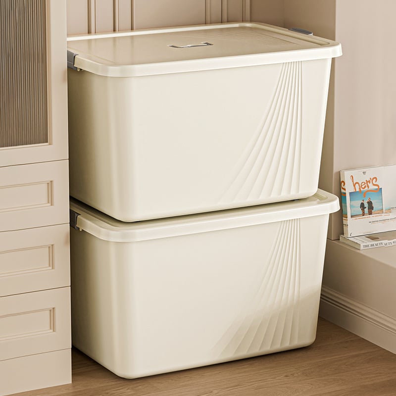 Съхранителна кутия с капак, PP пластмаса, капацитет 500–1000 л, многофункционална за дрехи, списания, канцеларски материали, козметика, лекарства, играчки и одеяла, възможно печат на лого