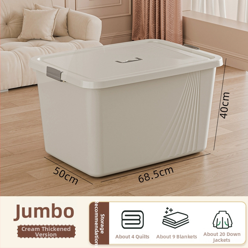 Съхранителна кутия с капак, PP пластмаса, капацитет 500–1000 л, многофункционална за дрехи, списания, канцеларски материали, козметика, лекарства, играчки и одеяла, възможно печат на лого