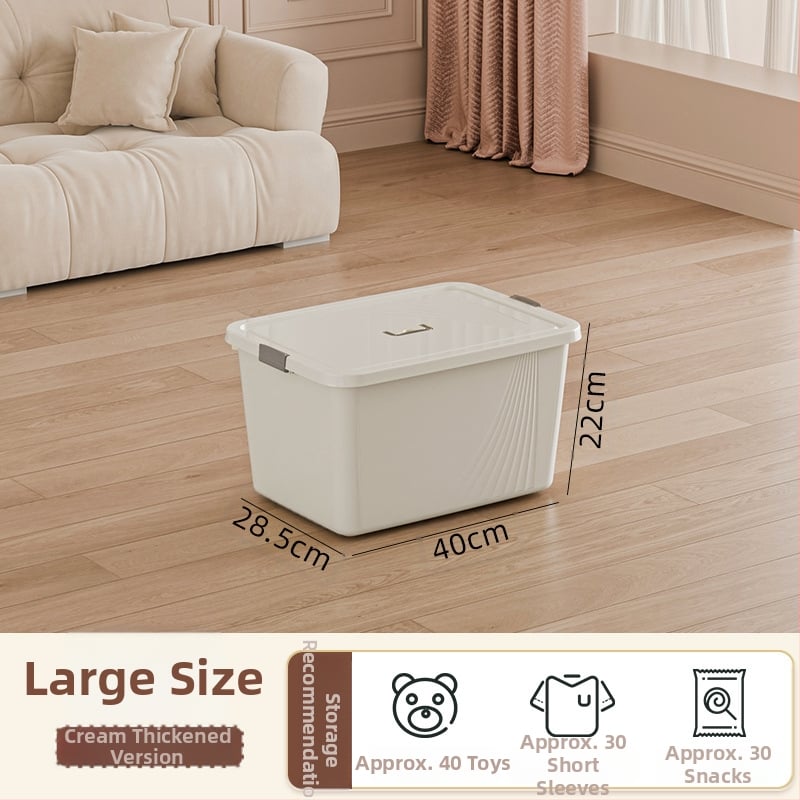 Съхранителна кутия с капак, PP пластмаса, капацитет 500–1000 л, многофункционална за дрехи, списания, канцеларски материали, козметика, лекарства, играчки и одеяла, възможно печат на лого