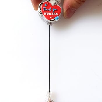 Port badge pentru asistentă medicală, PVC, cu clips retractabil și lanyard; lățime 3,2 cm; lungime telescopică 65–70 cm; încărcare 1