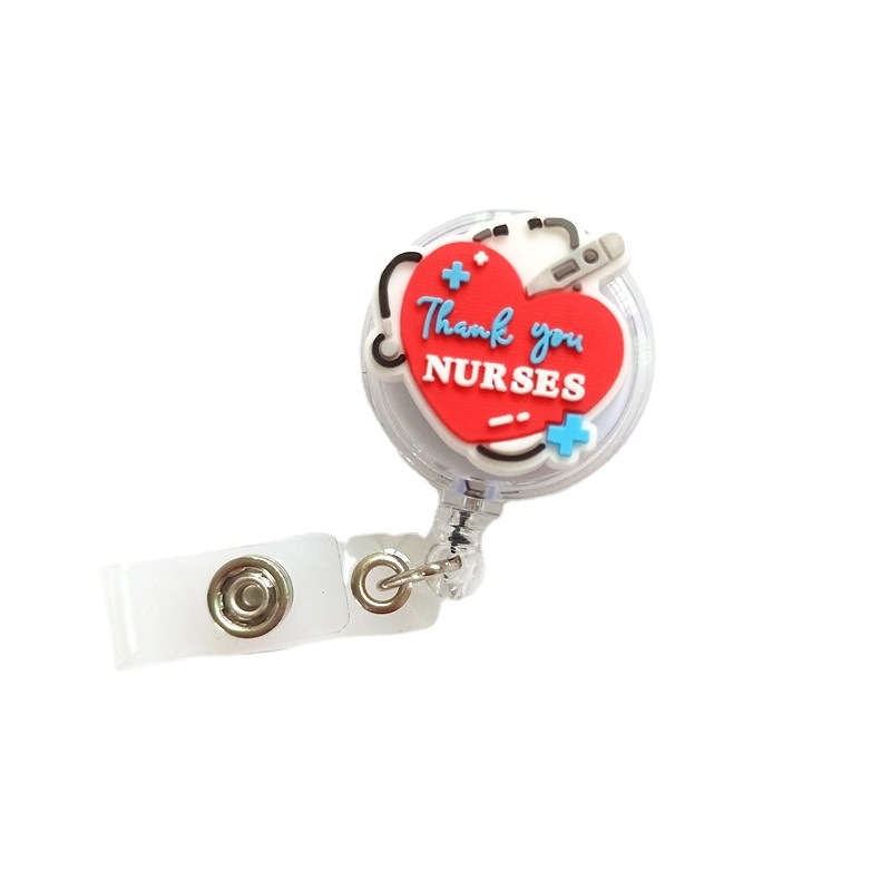 Port badge pentru asistentă medicală, PVC, cu clips retractabil și lanyard; lățime 3,2 cm; lungime telescopică 65–70 cm; încărcare 1