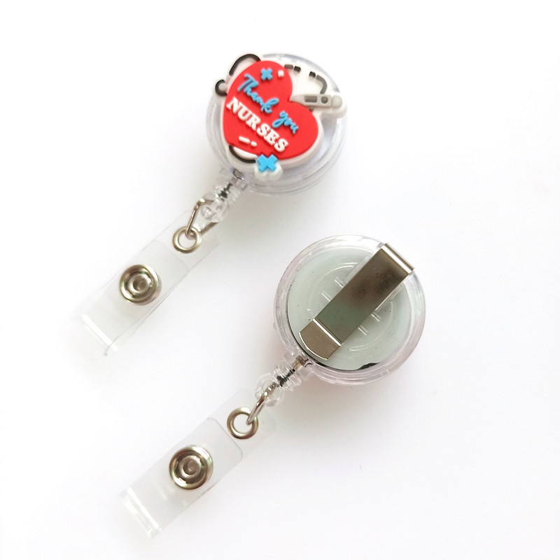 Port badge pentru asistentă medicală, PVC, cu clips retractabil și lanyard; lățime 3,2 cm; lungime telescopică 65–70 cm; încărcare 1