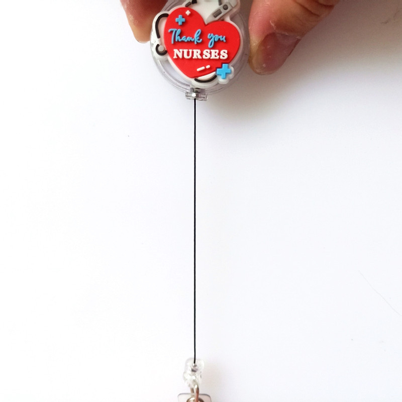 Port badge pentru asistentă medicală, PVC, cu clips retractabil și lanyard; lățime 3,2 cm; lungime telescopică 65–70 cm; încărcare 1