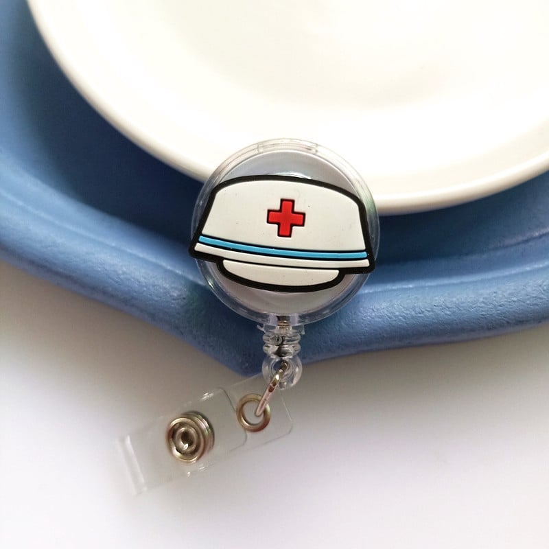 Port badge pentru asistentă medicală, PVC, cu clips retractabil și lanyard; lățime 3,2 cm; lungime telescopică 65–70 cm; încărcare 1