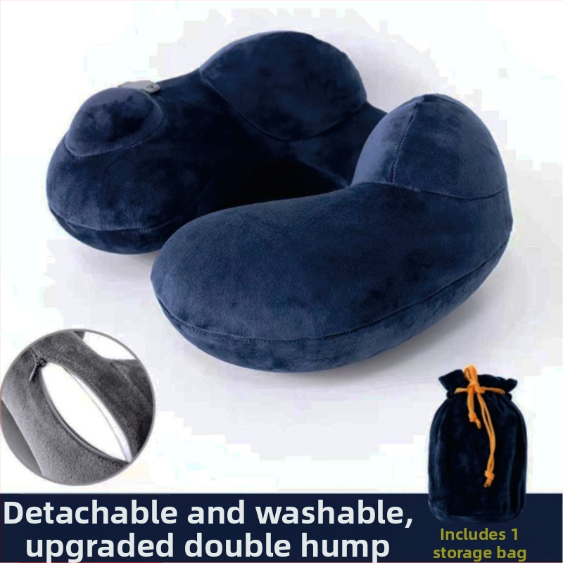 Надуваем U-образен възглавник за шия по време на пътуване – преносим, универсално пасващ, PVC плат, пълнеж въздух, модерен минималистичен дизайн