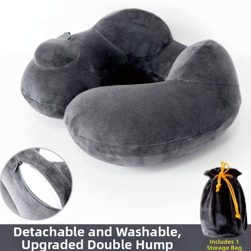 Надуваем U-образен възглавник за шия по време на пътуване – преносим, универсално пасващ, PVC плат, пълнеж въздух, модерен минималистичен дизайн