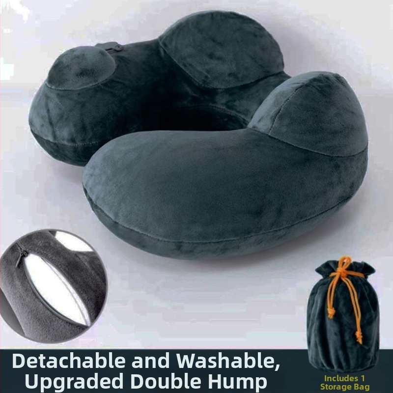 Надуваем U-образен възглавник за шия по време на пътуване – преносим, универсално пасващ, PVC плат, пълнеж въздух, модерен минималистичен дизайн