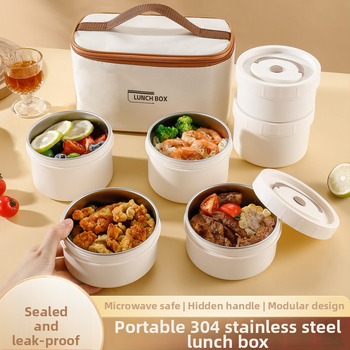 Κυκλικό κουτί γεύματος από PP, κατάλληλο για τρόφιμα, ασφαλές σε μικροκύματα, διατηρεί τη θερμότητα, χωρητικότητα 301-500 ml