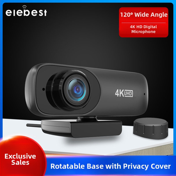 HD webkamera 4K (3840x2160) USB 2.0 Plug-and-Play s vstavaným mikrofónom, fixné zaostrenie