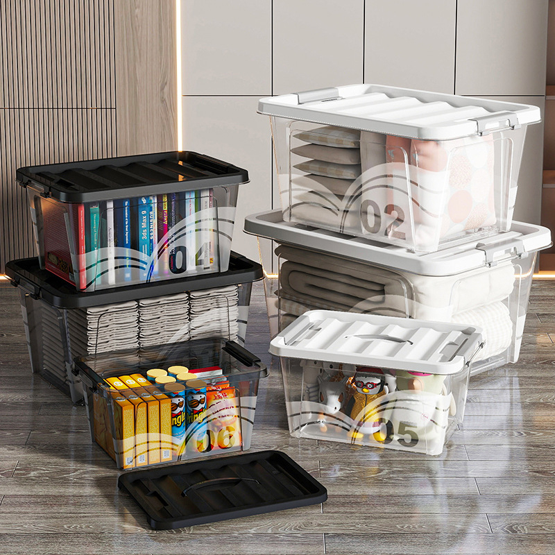 Διαφανές κουτί αποθήκευσης με ρόδες, 110 L, πολυπροπυλένιο, πολλαπλών χρήσεων, ανθεκτικό σε σκόνη και υγρασία (Fengjin)