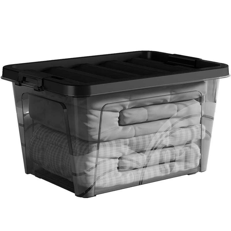Διαφανές κουτί αποθήκευσης με ρόδες, 110 L, πολυπροπυλένιο, πολλαπλών χρήσεων, ανθεκτικό σε σκόνη και υγρασία (Fengjin)