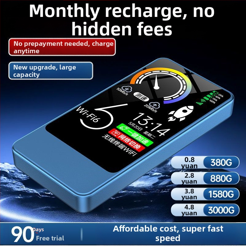 2 az 1-ben hordozható WiFi és mobil töltő, játékhoz és streaminghez, WiFi 6 és háromhálózati kompatibilitás