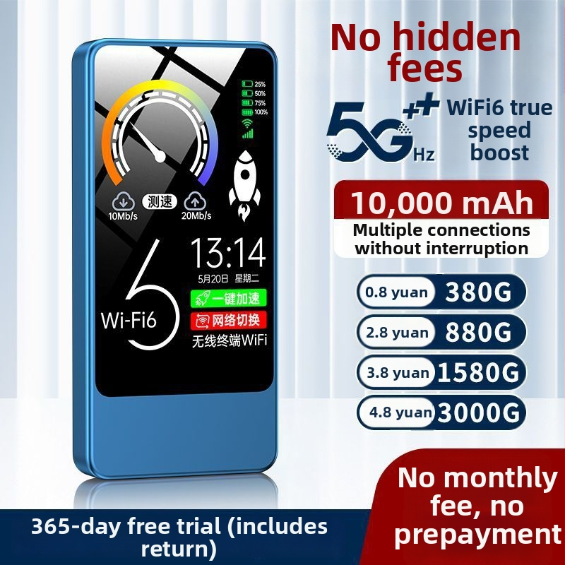 2 az 1-ben hordozható WiFi és mobil töltő, játékhoz és streaminghez, WiFi 6 és háromhálózati kompatibilitás