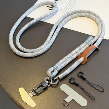 Κορδόνι κινητού με μεταλλική κατασκευή, ηλεκτροπλατινωμένο φινίρισμα, unisex, πολυεστερικό σκοινί, μεταλλική αγκράφα
