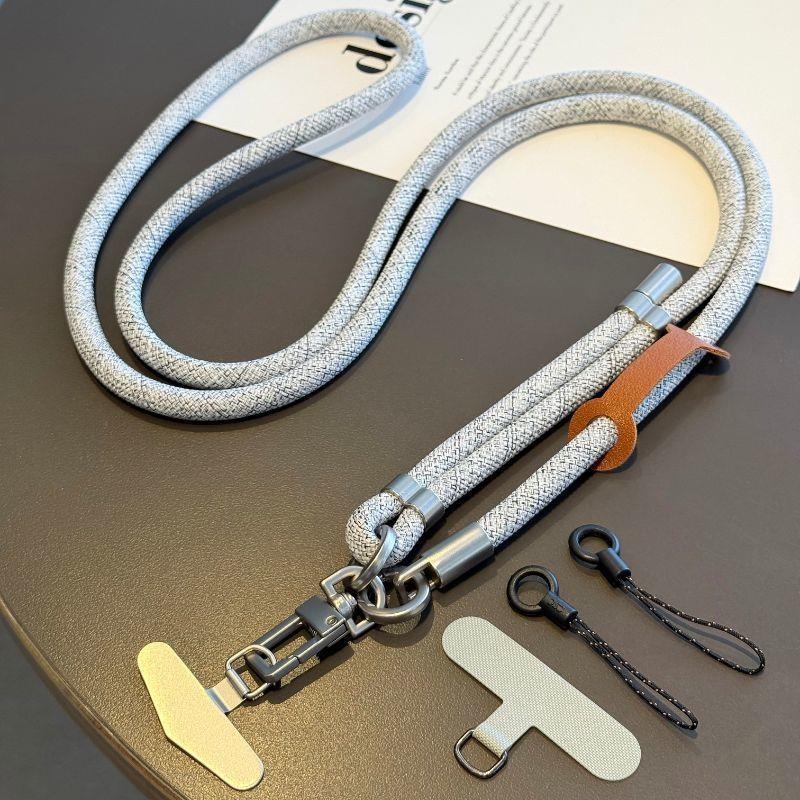 Κορδόνι κινητού με μεταλλική κατασκευή, ηλεκτροπλατινωμένο φινίρισμα, unisex, πολυεστερικό σκοινί, μεταλλική αγκράφα