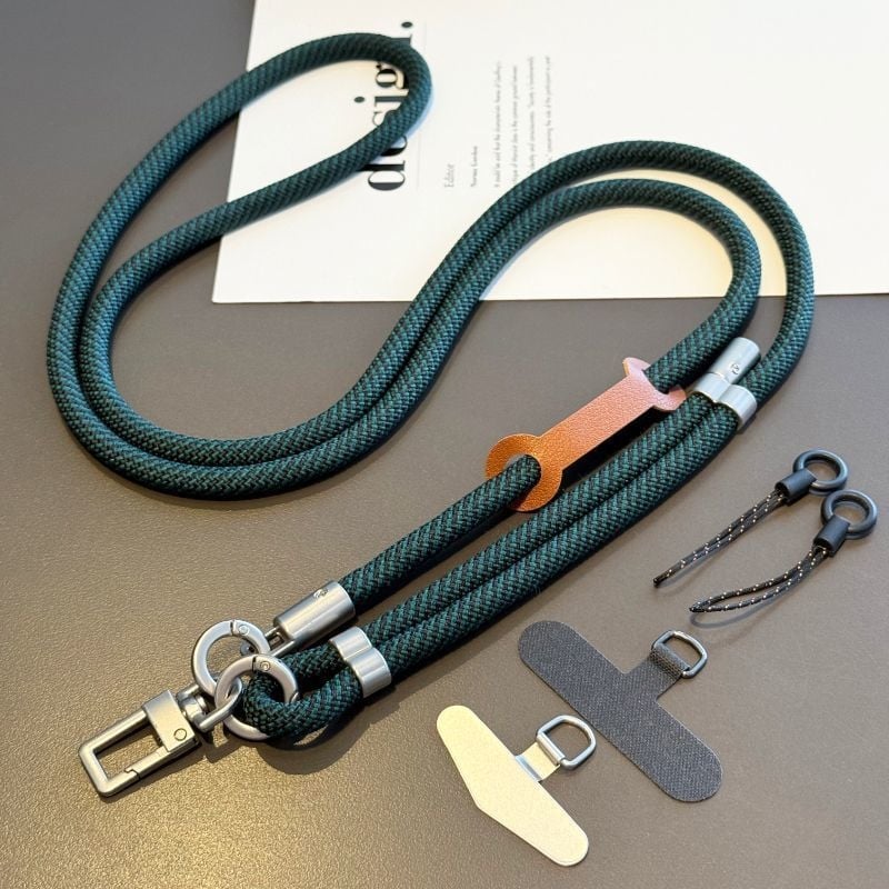 Κορδόνι κινητού με μεταλλική κατασκευή, ηλεκτροπλατινωμένο φινίρισμα, unisex, πολυεστερικό σκοινί, μεταλλική αγκράφα