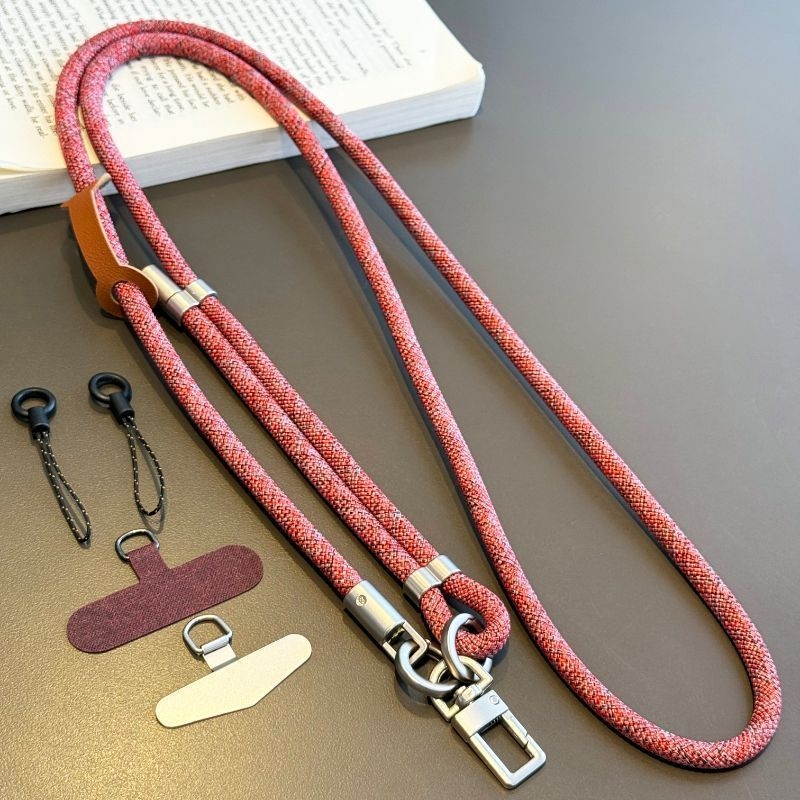 Κορδόνι κινητού με μεταλλική κατασκευή, ηλεκτροπλατινωμένο φινίρισμα, unisex, πολυεστερικό σκοινί, μεταλλική αγκράφα