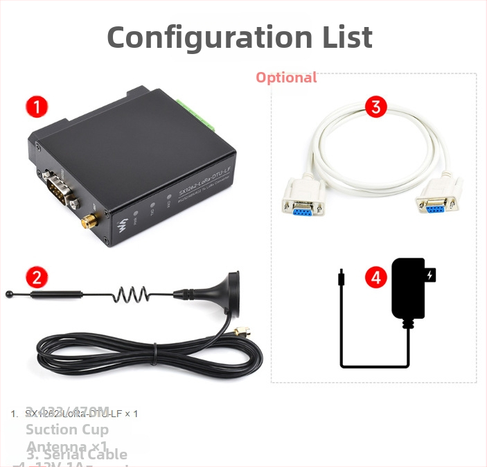 LoRa DTU dátový terminál s RS232/RS485/RS422 pre LoRa, Sub-GHz HF/LF kit SX1262-LoRa-DTU-HF-Kit / SX1262-LoRa-DTU-LF-Kit, pre priemyselné a poľnohospodárske zber dát; FEC, OEM spracovanie, podpora jednotkovej distribúcie