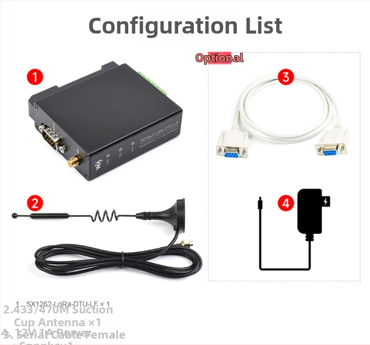 LoRa DTU dátový terminál s RS232/RS485/RS422 pre LoRa, Sub-GHz HF/LF kit SX1262-LoRa-DTU-HF-Kit / SX1262-LoRa-DTU-LF-Kit, pre priemyselné a poľnohospodárske zber dát; FEC, OEM spracovanie, podpora jednotkovej distribúcie