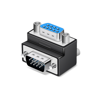 Adaptor DB9 cu conectori multipli: masculin-masculin-feminin-feminin-masculin, unghi drept de 270°, protocol RS232, compatibil Windows 7+ pentru laptopuri și PC-uri