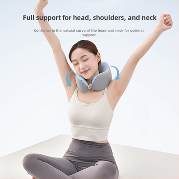 Възглавница за врата с паметна пяна, У-образна за пътуване, с трикотажна сърцевина