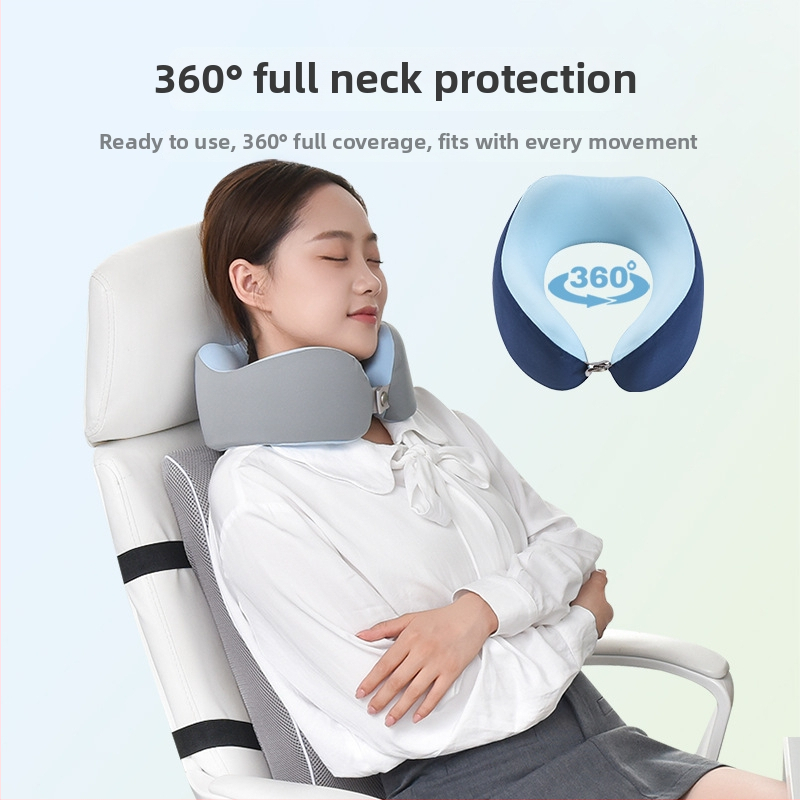 Възглавница за врата с паметна пяна, У-образна за пътуване, с трикотажна сърцевина