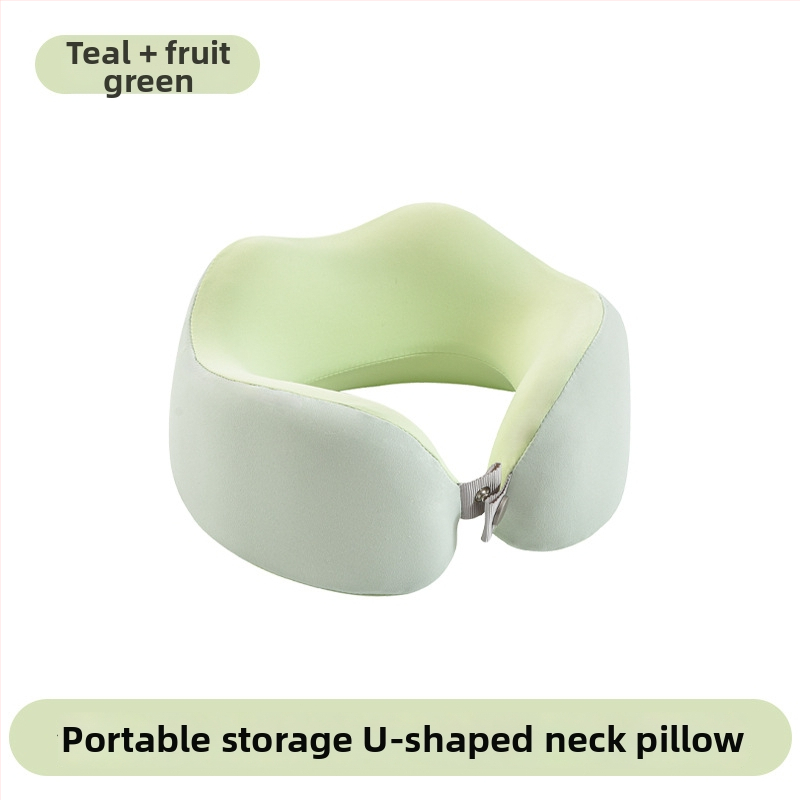Възглавница за врата с паметна пяна, У-образна за пътуване, с трикотажна сърцевина