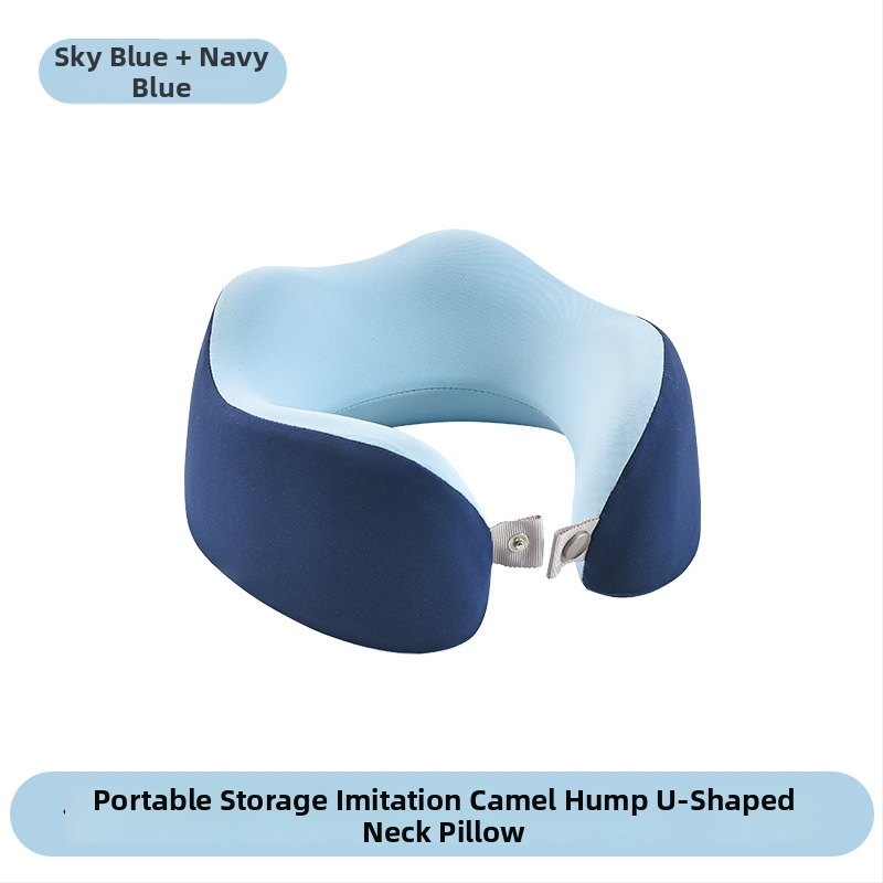 Възглавница за врата с паметна пяна, У-образна за пътуване, с трикотажна сърцевина