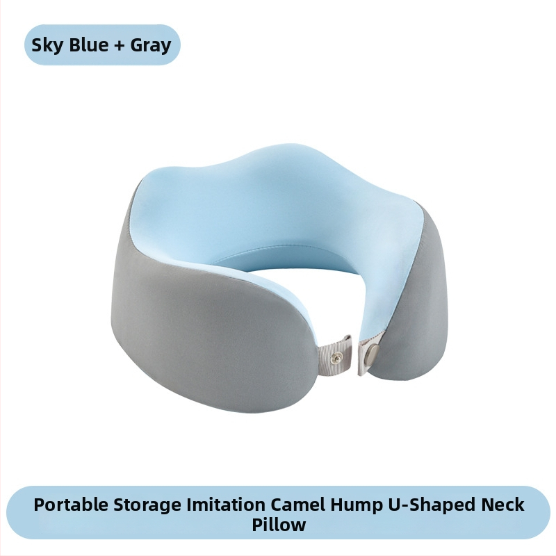 Възглавница за врата с паметна пяна, У-образна за пътуване, с трикотажна сърцевина